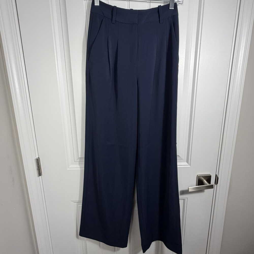 French Connection Marine Blue Wide Leg Suiting Trousers Career Pants US 0‎